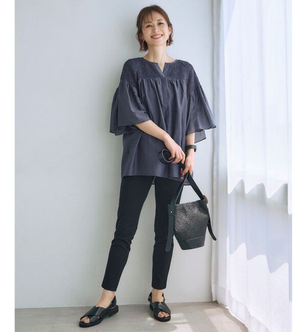 自由区「シルクコットンローンスモッキング刺繍 ブラウス」|シャツ・ブラウス|