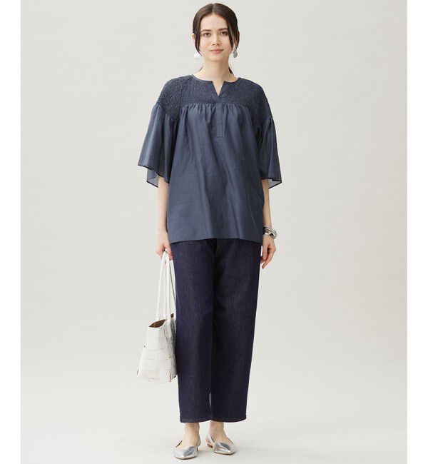 自由区「シルクコットンローンスモッキング刺繍 ブラウス」|シャツ・ブラウス|