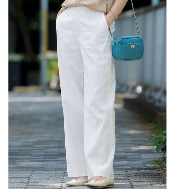 23区「【Oggi5月号掲載/洗える】リネンレーヨンストレッチ ワイド パンツ」|その他|ホワイト系