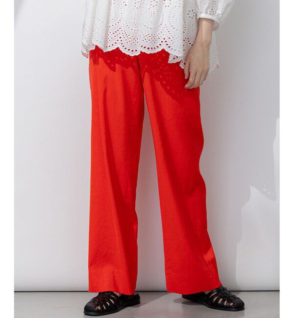 23区「【Oggi5月号掲載/洗える】リネンレーヨンストレッチ ワイド パンツ」|その他|オレンジ系