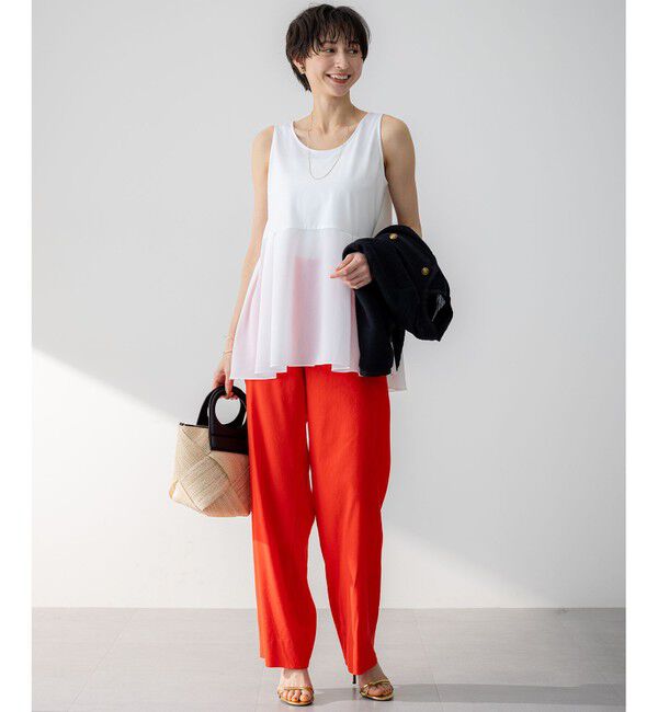 23区「【Oggi5月号掲載/洗える】リネンレーヨンストレッチ ワイド パンツ」|その他|