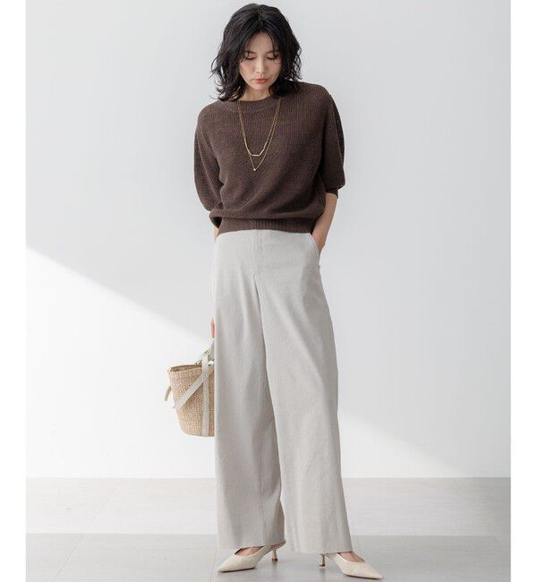 23区「【Oggi5月号掲載/洗える】リネンレーヨンストレッチ ワイド パンツ」|その他|