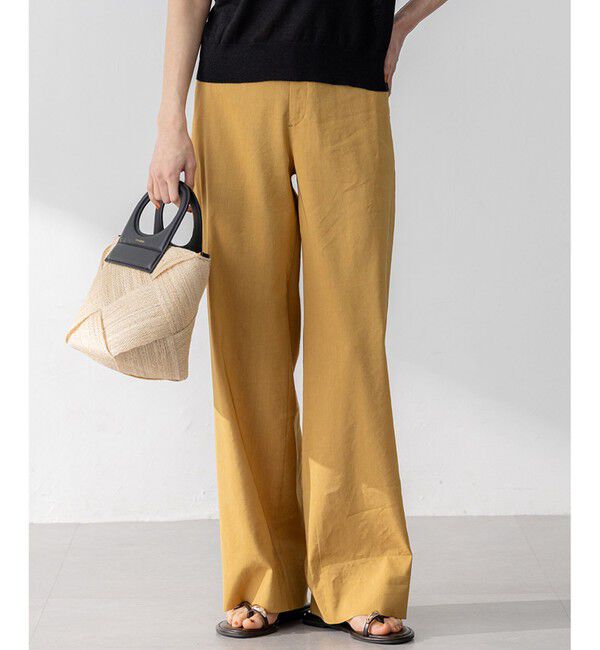 23区「【Oggi5月号掲載/洗える】リネンレーヨンストレッチ ワイド パンツ」|その他|イエロー系