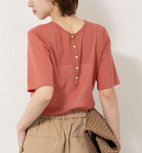 NOLLEY'S「ウォッシャブルコットンチュールバックヘンリー2WAYプルオーバー」|Tシャツ・カットソー|レンガ