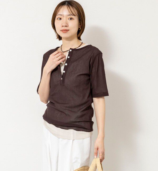 NOLLEY'S「ウォッシャブルコットンチュールバックヘンリー2WAYプルオーバー」|Tシャツ・カットソー|