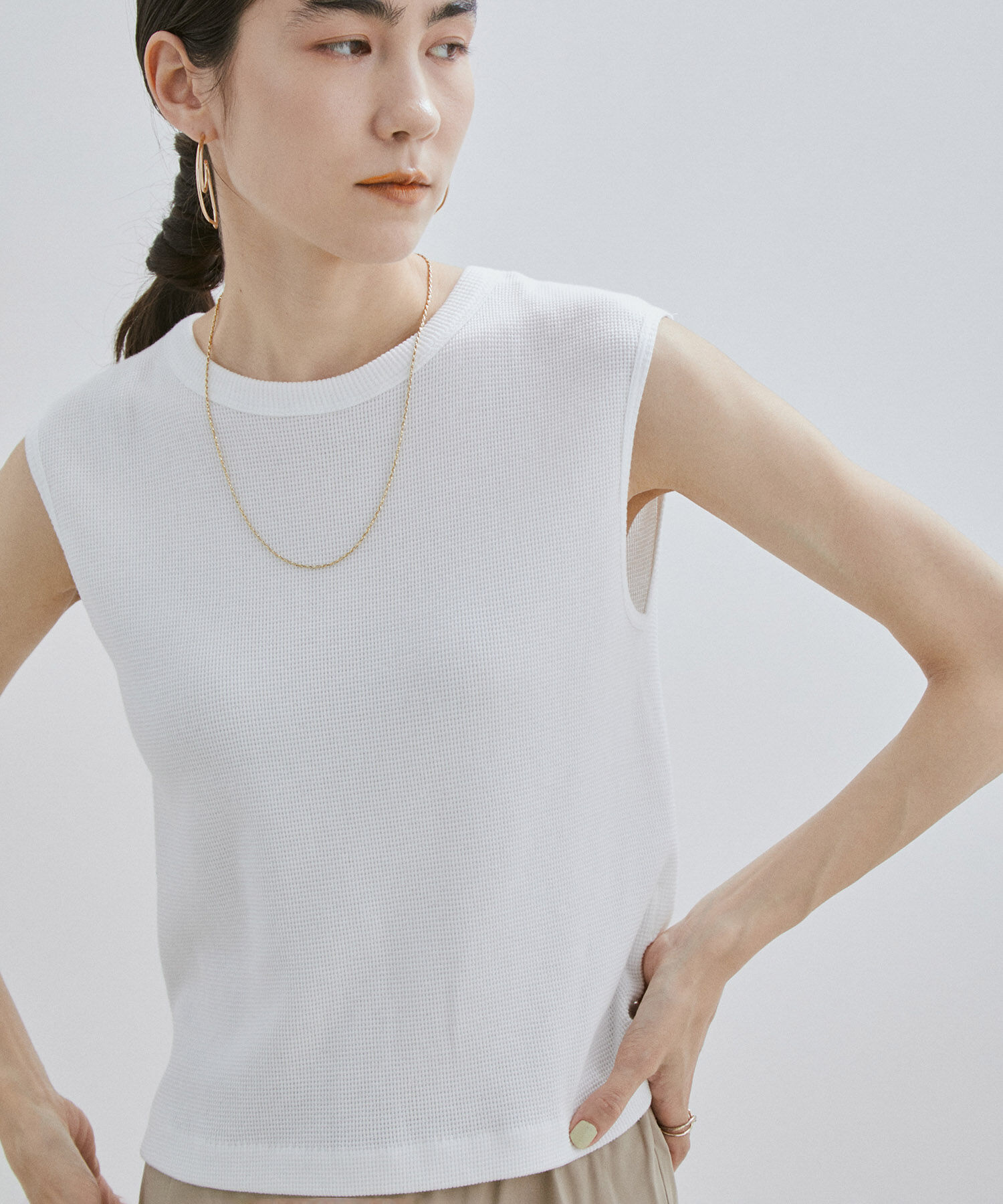 SALON adam et rope'「【Smile Cotton】ノースリーブプルオーバー/タンクトップ」|Tシャツ・カットソー|ホワイト(10)