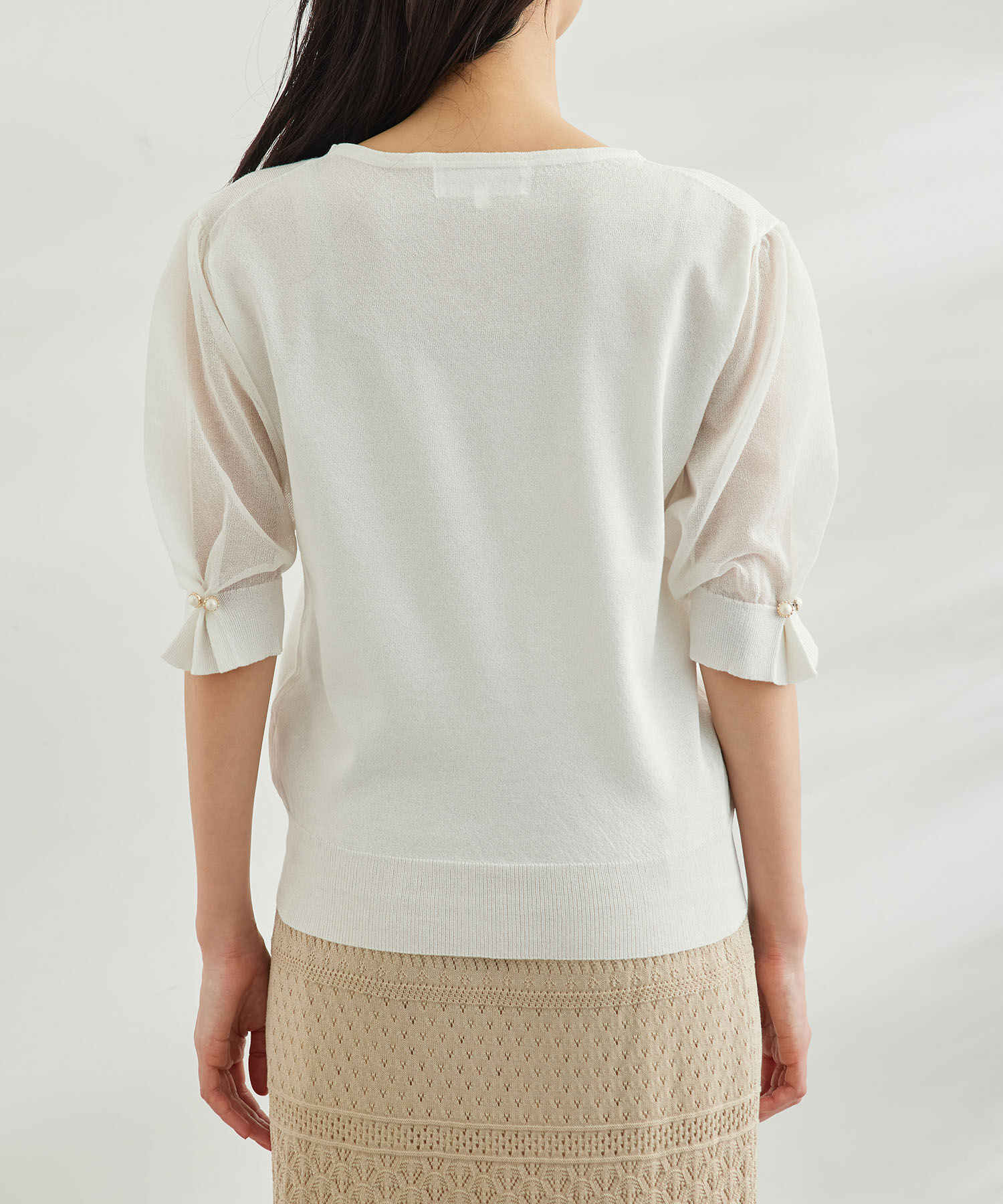 Rope&rsquo;Picnic「袖シアーニットプルオーバー」|ニット・セーター|