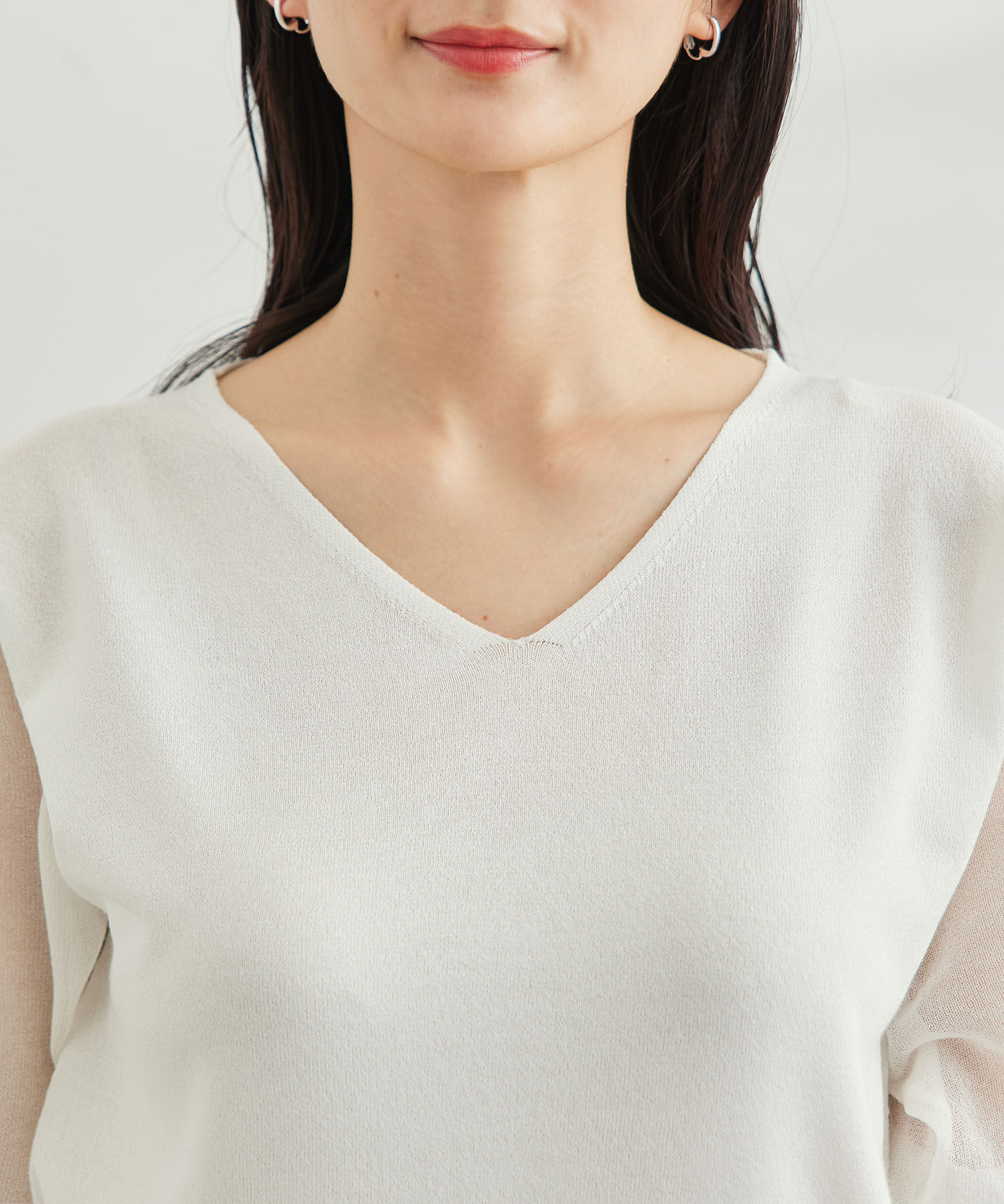 Rope&rsquo;Picnic「袖シアーニットプルオーバー」|ニット・セーター|