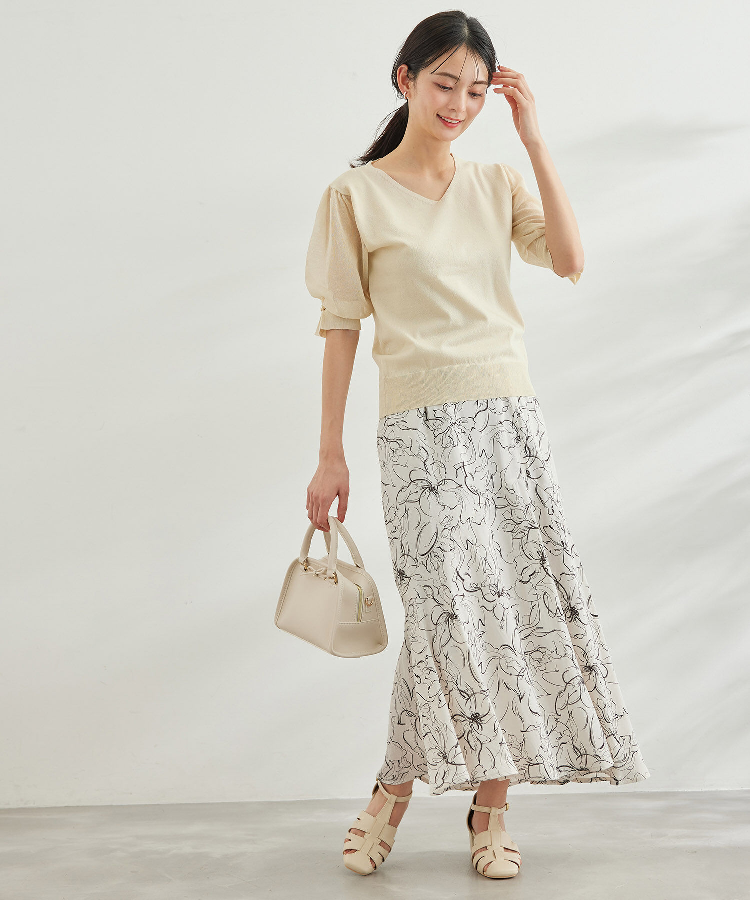 Rope&rsquo;Picnic「袖シアーニットプルオーバー」|ニット・セーター|