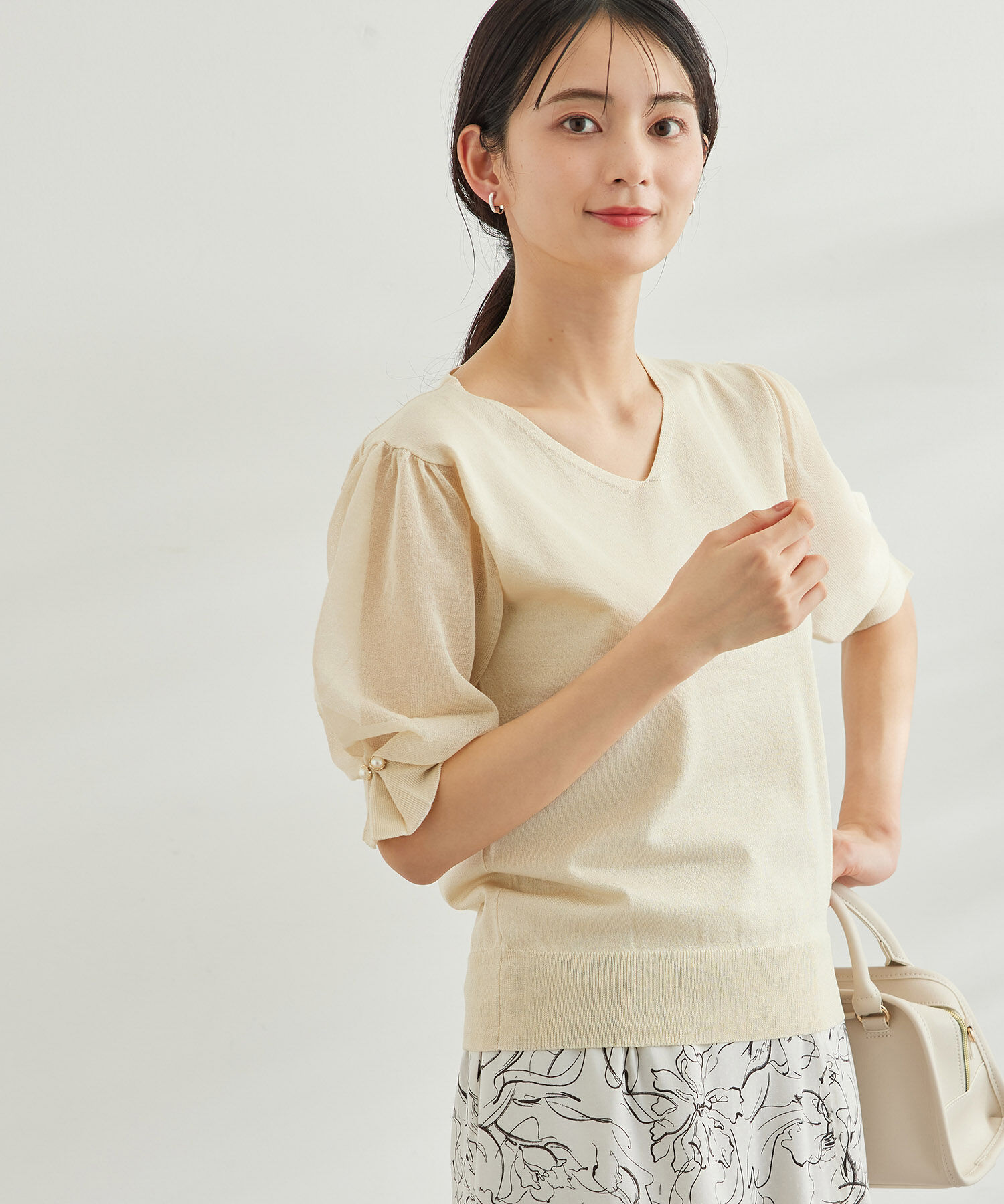 Rope&rsquo;Picnic「袖シアーニットプルオーバー」|ニット・セーター|