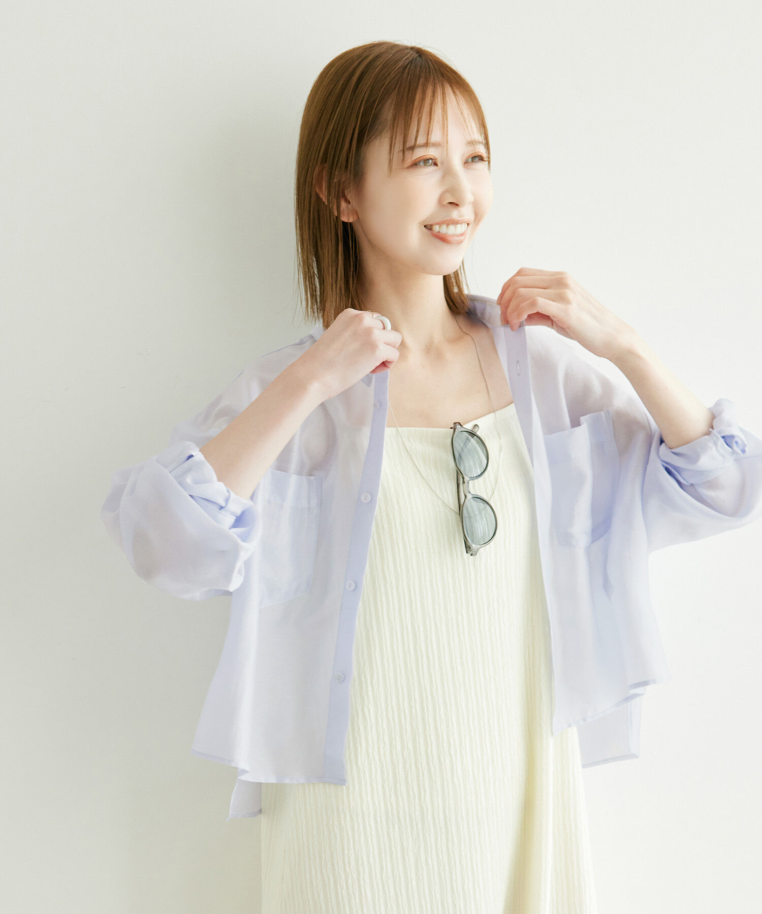 Rope&rsquo;Picnic「【ご好評につき追加生産・新色追加】クロップドシアーシャツ」|シャツ・ブラウス|