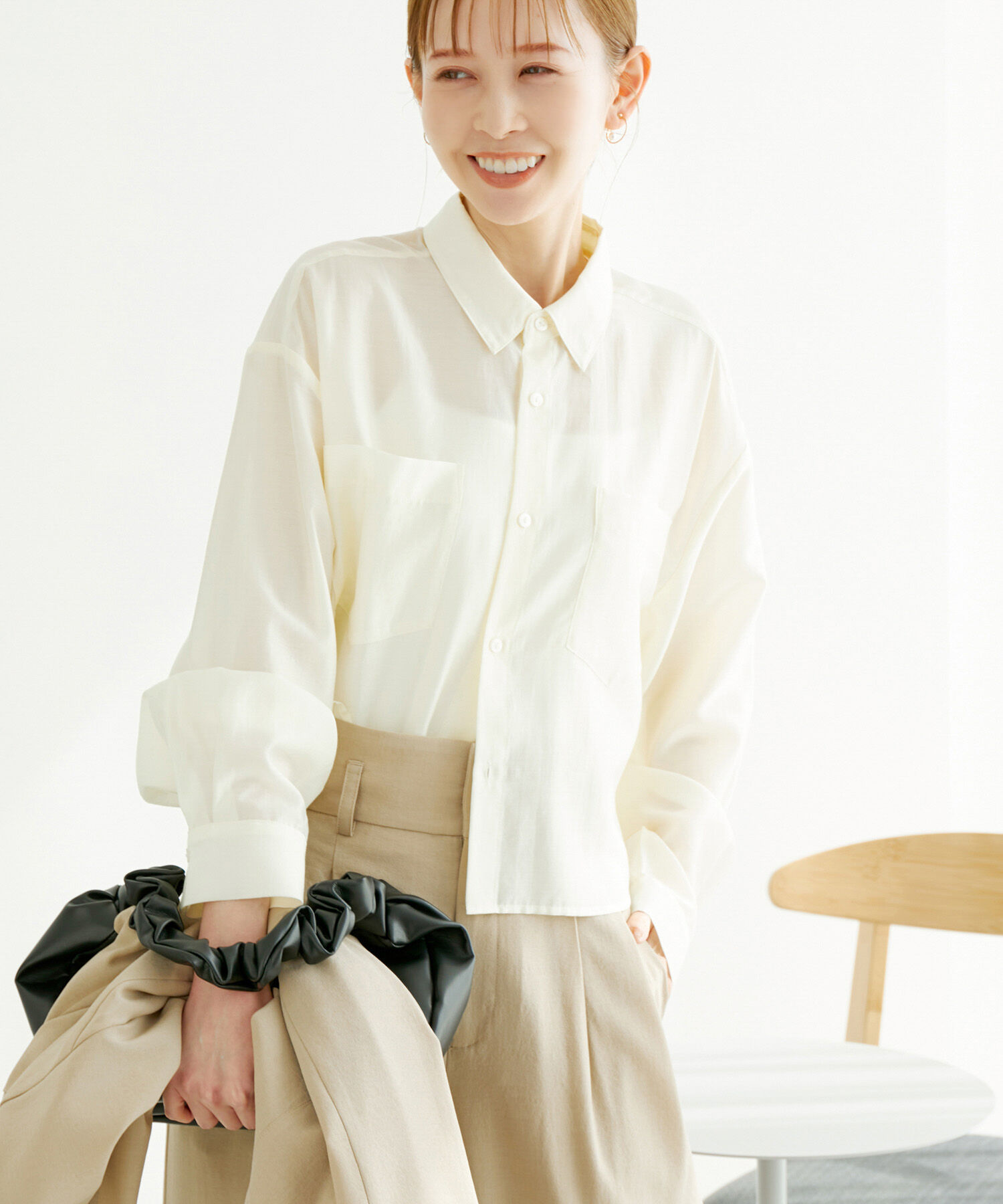 Rope&rsquo;Picnic「【ご好評につき追加生産・新色追加】クロップドシアーシャツ」|シャツ・ブラウス|