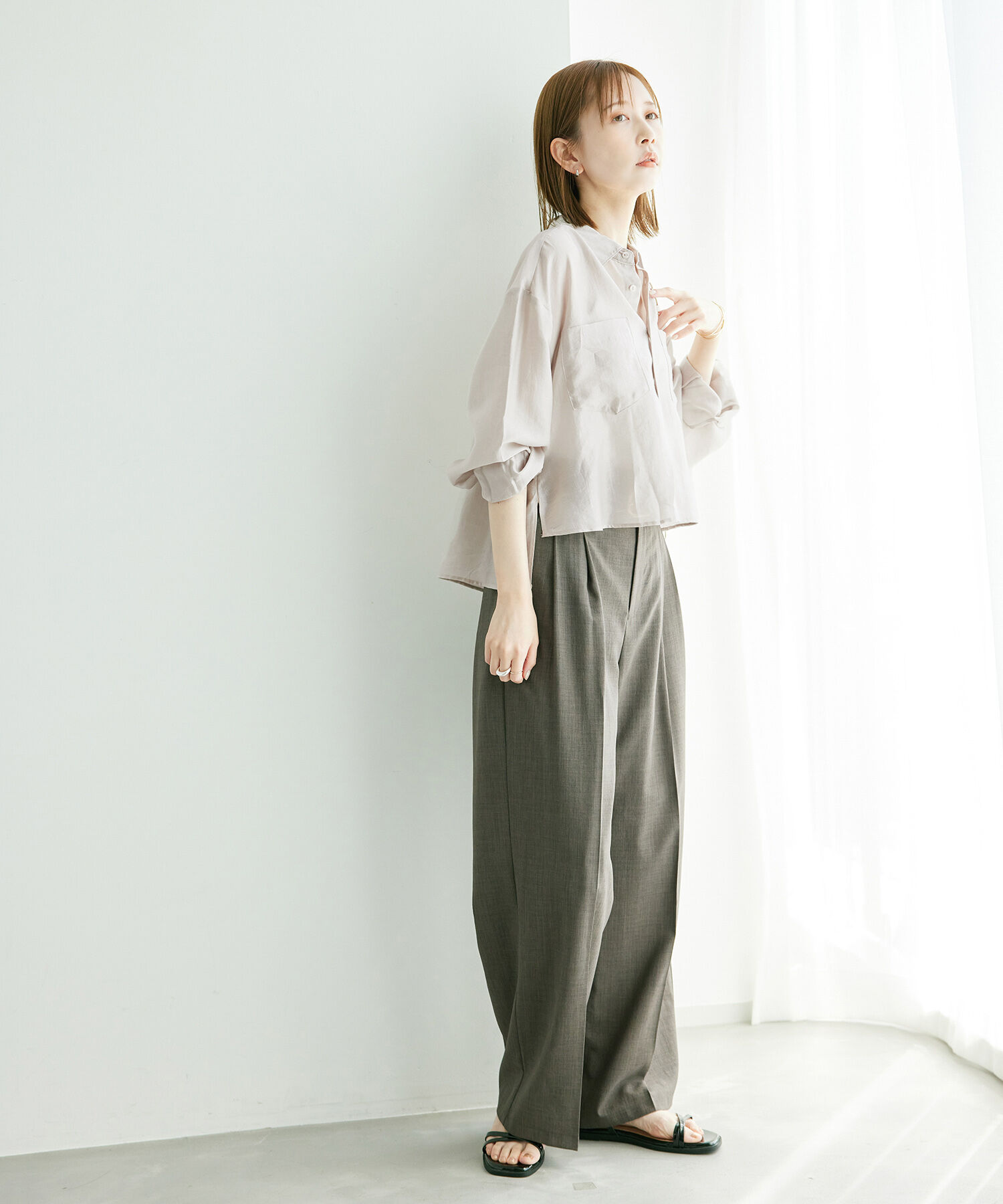 Rope&rsquo;Picnic「【ご好評につき追加生産・新色追加】クロップドシアーシャツ」|シャツ・ブラウス|