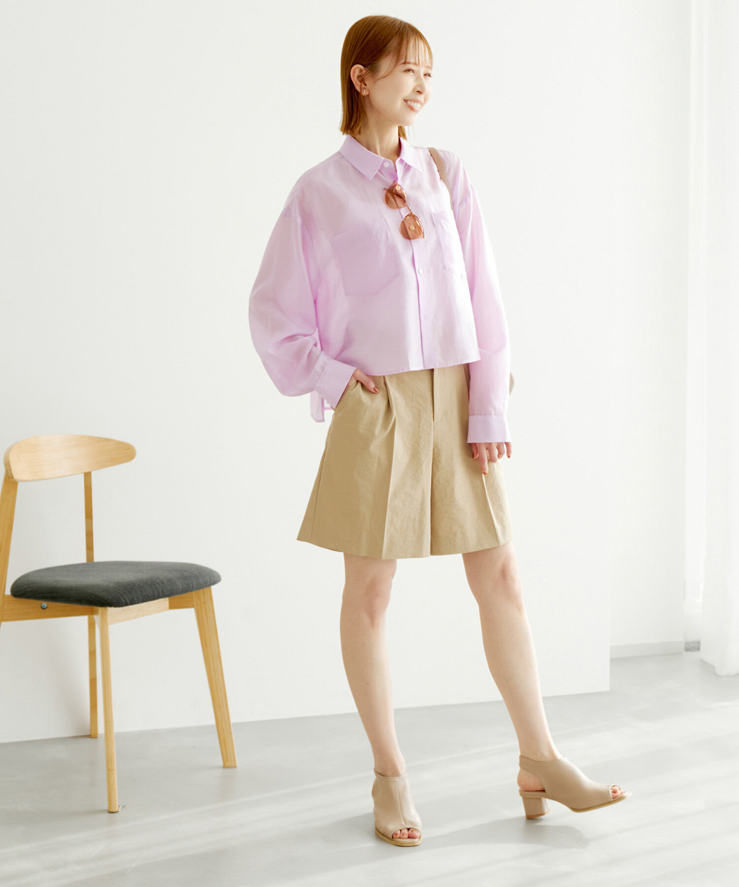 Rope&rsquo;Picnic「【ご好評につき追加生産・新色追加】クロップドシアーシャツ」|シャツ・ブラウス|