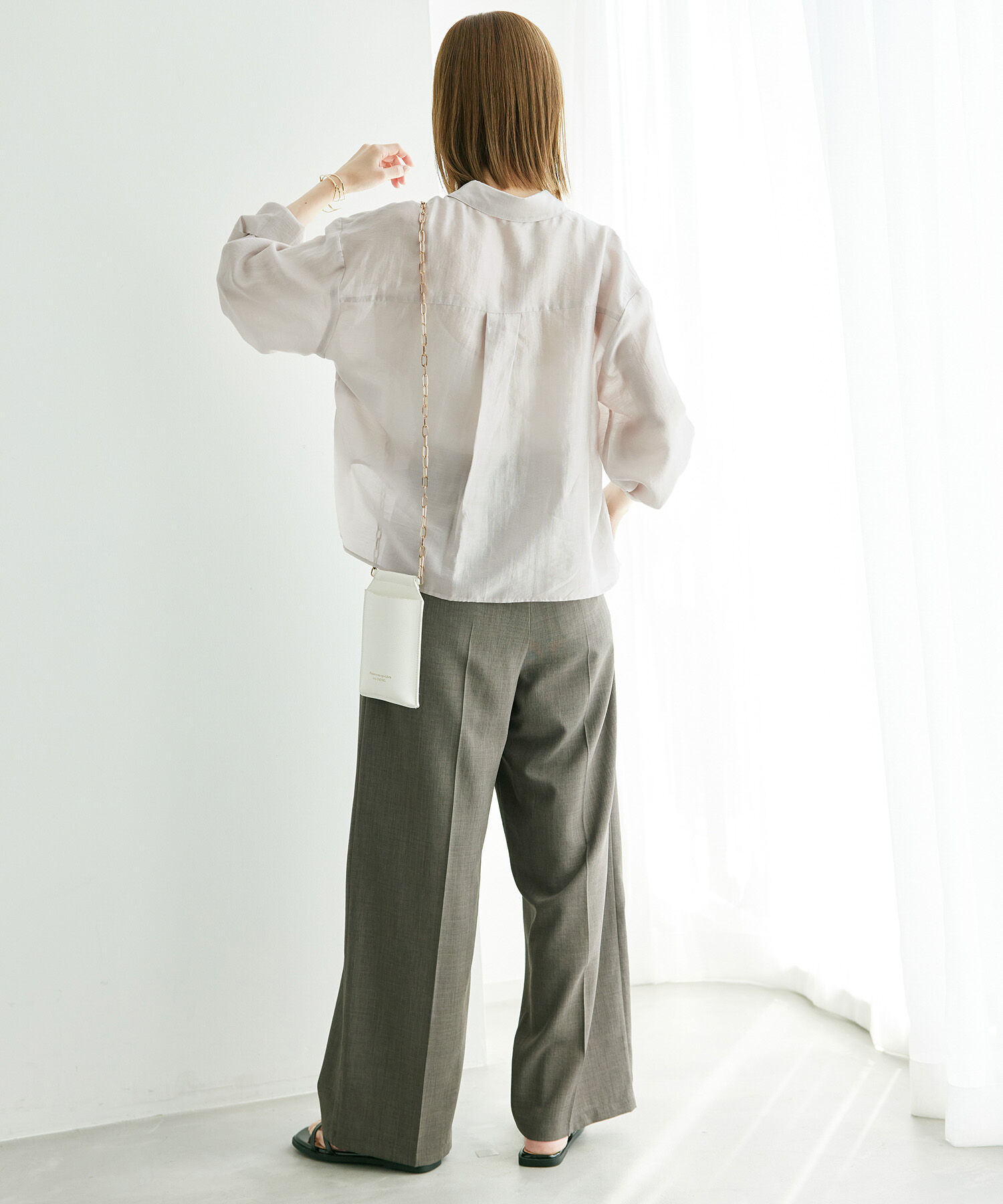 Rope&rsquo;Picnic「【ご好評につき追加生産・新色追加】クロップドシアーシャツ」|シャツ・ブラウス|