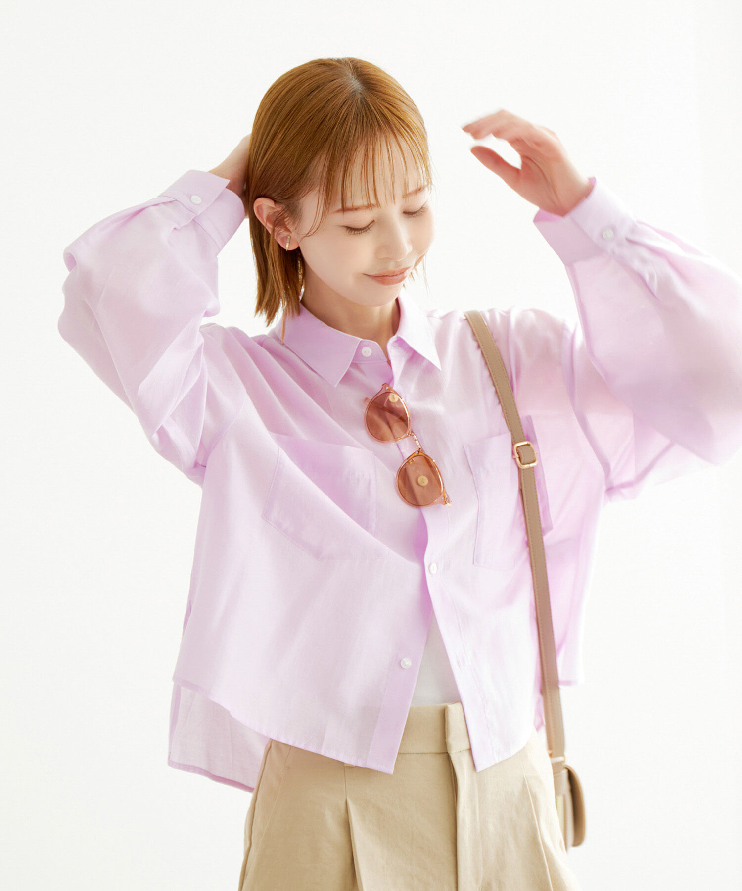 Rope&rsquo;Picnic「【ご好評につき追加生産・新色追加】クロップドシアーシャツ」|シャツ・ブラウス|