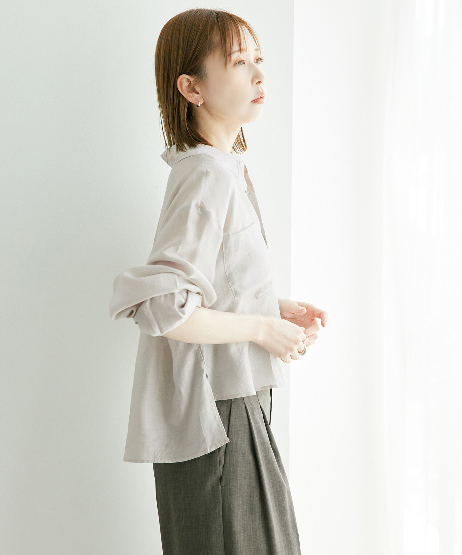 Rope&rsquo;Picnic「【ご好評につき追加生産・新色追加】クロップドシアーシャツ」|シャツ・ブラウス|