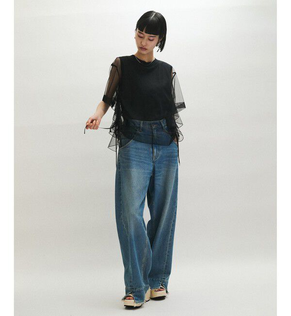 ADAM ET ROPE'「【サステナブル】・【定番人気】ギャザーチュールトップス」|Tシャツ・カットソー|