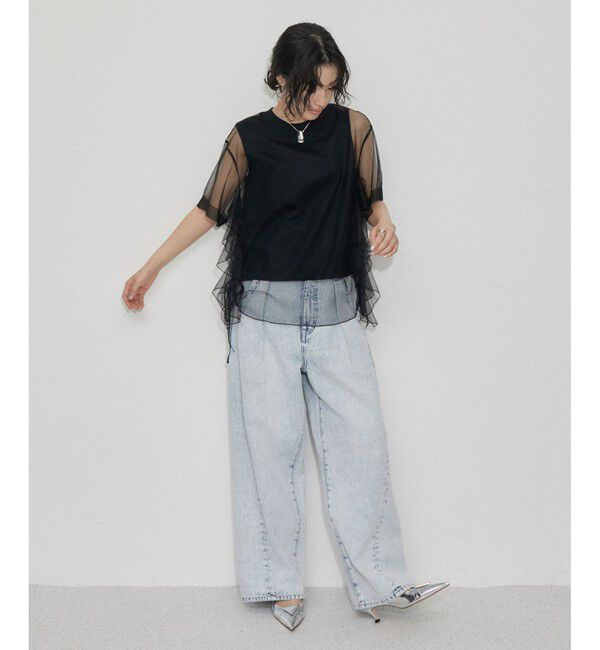 ADAM ET ROPE'「【サステナブル】・【定番人気】ギャザーチュールトップス」|Tシャツ・カットソー|