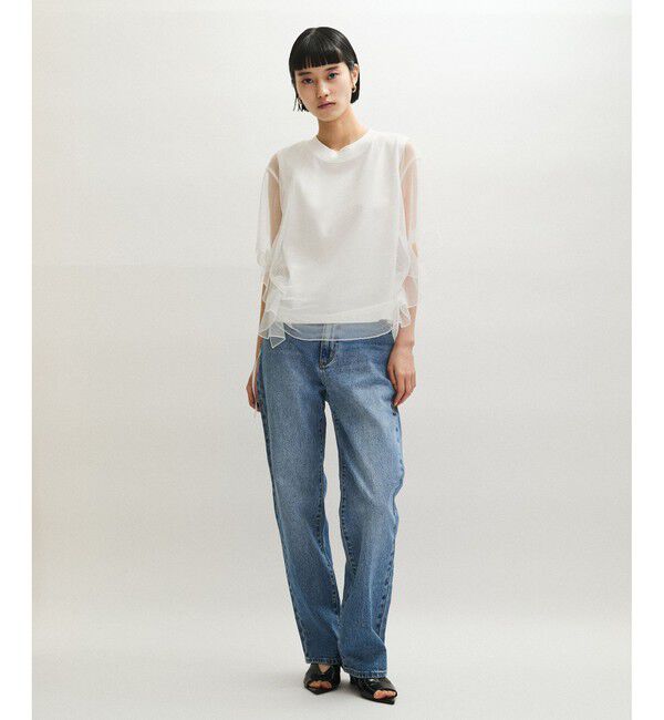 ADAM ET ROPE'「【サステナブル】・【定番人気】ギャザーチュールトップス」|Tシャツ・カットソー|