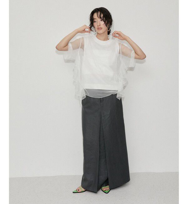 ADAM ET ROPE'「【サステナブル】・【定番人気】ギャザーチュールトップス」|Tシャツ・カットソー|