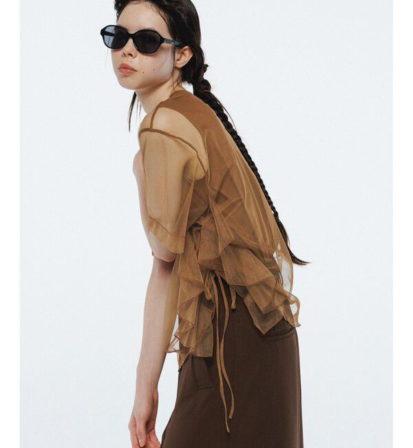 ADAM ET ROPE'「【サステナブル】・【定番人気】ギャザーチュールトップス」|Tシャツ・カットソー|