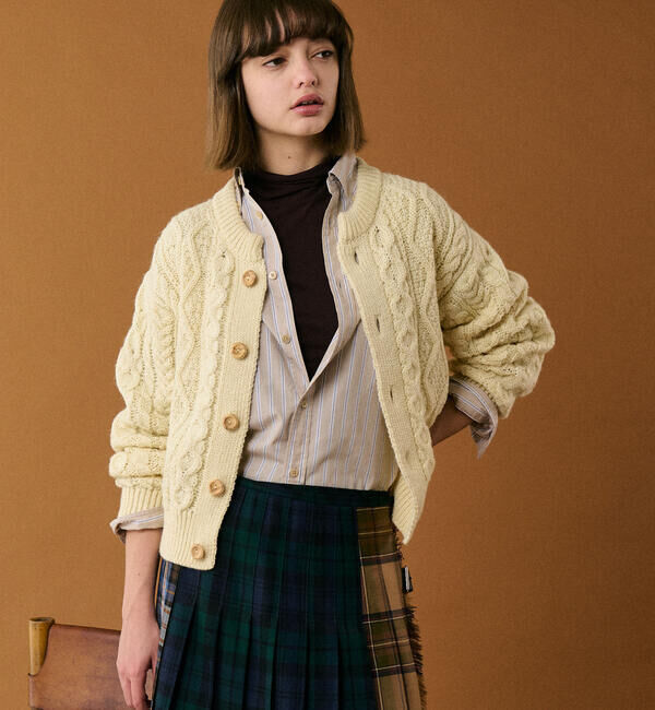 GYMPHLEX「Gymphlex | コットンストライプ ショートボタンダウン長袖シャツ WOMEN」|シャツ・ブラウス|