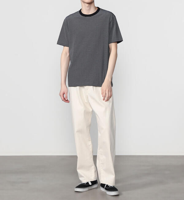 handvaerk「handvaerk | 60/2 クルーネック半袖Tシャツ STRIPE MEN」|Tシャツ・カットソー|