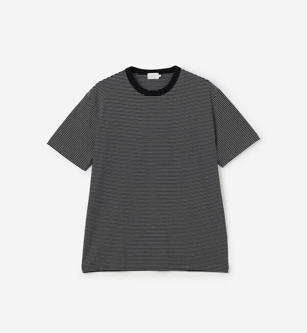 handvaerk「handvaerk | 60/2 クルーネック半袖Tシャツ STRIPE MEN」|Tシャツ・カットソー|