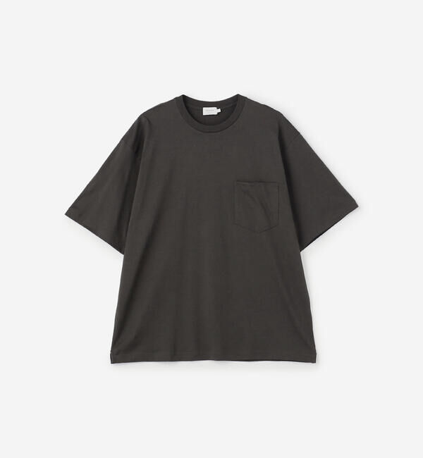 handvaerk「handvaerk | 60/2 クルーネックビッグポケットTシャツ SOLID MEN」|Tシャツ・カットソー|DKGREY