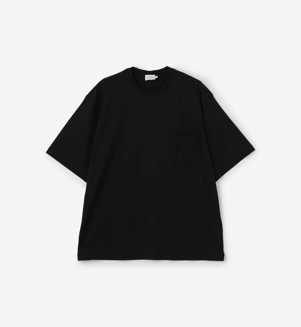 handvaerk「handvaerk | 60/2 クルーネックビッグポケットTシャツ SOLID MEN」|Tシャツ・カットソー|BLACK