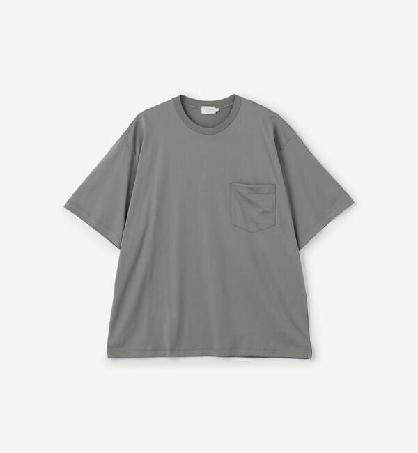 handvaerk「handvaerk | 60/2 クルーネックビッグポケットTシャツ SOLID MEN」|Tシャツ・カットソー|GREY系1