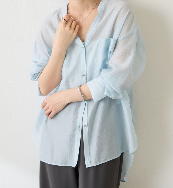  「ヴィンテージライクシアーシャツ」|シャツ・ブラウス|スカイブルー