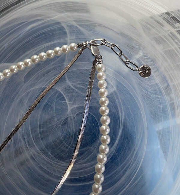  「【追加生産！】パール&times;チェーンネックレス」|ネックレス|