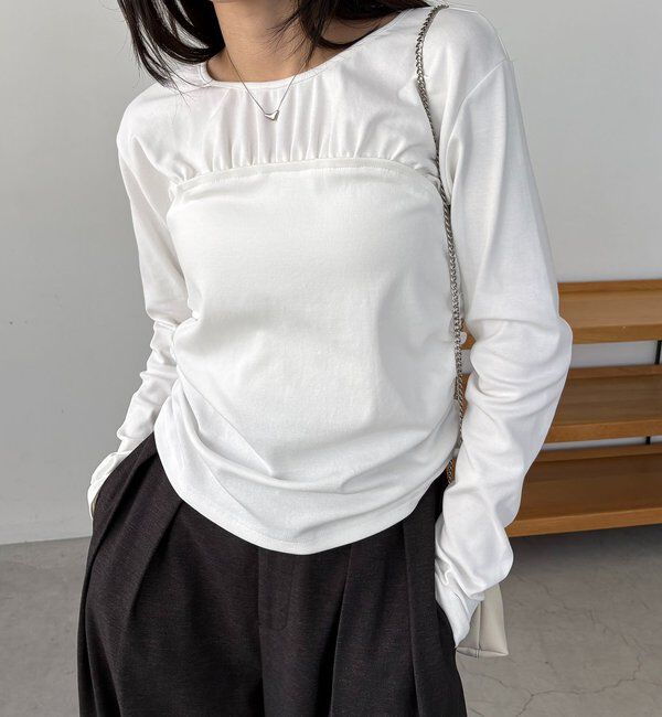  「ベア切替ギャザーT」|Tシャツ・カットソー|ホワイト