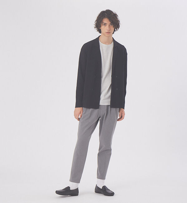 ABAHOUSE「【ノンストレス】COTTON LYCRA 圧着 クルーネック 半袖 ボーダーTシ」|Tシャツ・カットソー|