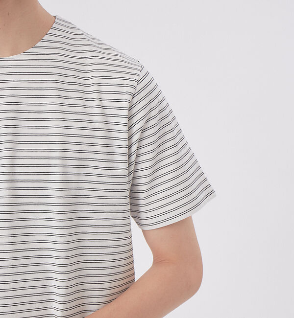 ABAHOUSE「【ノンストレス】COTTON LYCRA 圧着 クルーネック 半袖 ボーダーTシ」|Tシャツ・カットソー|