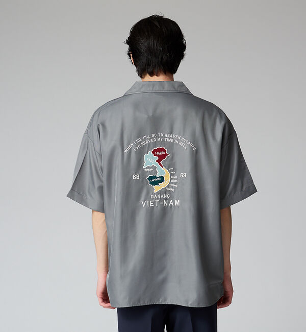 ABAHOUSE「スーベニア バック刺繍 オーバーサイズ オープンカラーシャツ」|シャツ・ブラウス|