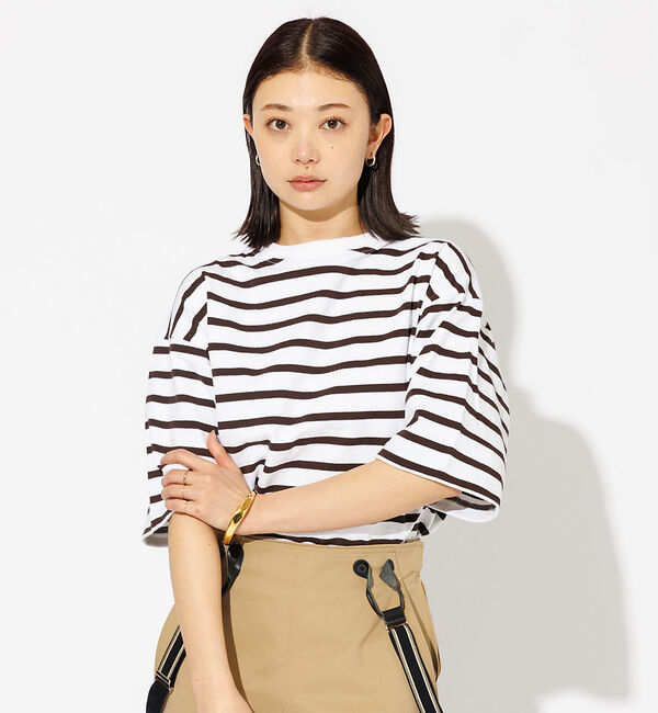 Rouge vif「【BARBARIAN/バーバリアン】ボーダーTシャツ / ビッグシルエット /」|Tシャツ・カットソー|ブラウン