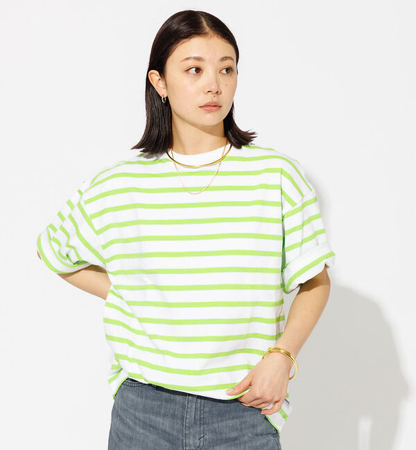 Rouge vif「【BARBARIAN/バーバリアン】ボーダーTシャツ / ビッグシルエット /」|Tシャツ・カットソー|グリーン