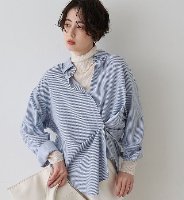 Rouge vif「【一部店舗限定】アシンメトリー変形2WAYシャツ」|シャツ・ブラウス|ストライプ