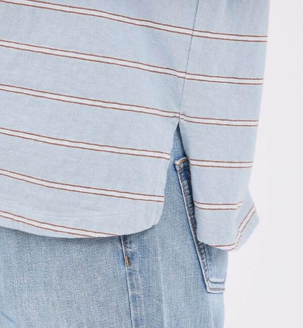 Rouge vif「【Le Melange/ル・メランジュ】マルチボーダーTee/8分袖/クルーネッ」|Tシャツ・カットソー|