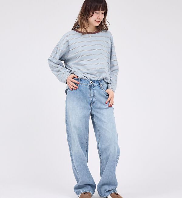 Rouge vif「【Le Melange/ル・メランジュ】マルチボーダーTee/8分袖/クルーネッ」|Tシャツ・カットソー|