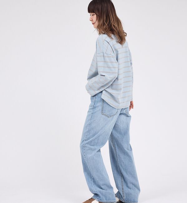 Rouge vif「【Le Melange/ル・メランジュ】マルチボーダーTee/8分袖/クルーネッ」|Tシャツ・カットソー|