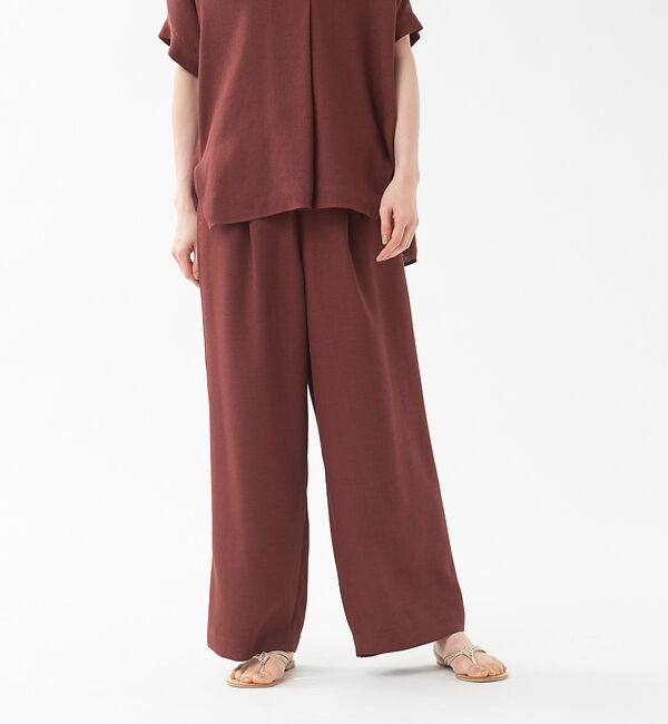 qualite「《セットアップ対応》リネンライクワイドパンツ」|その他|エンジ