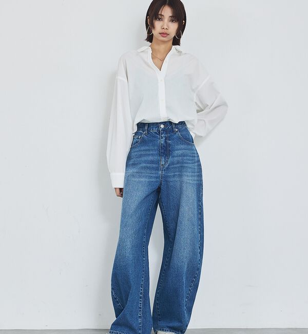 abahouse mavie「【GISELe 4月号掲載】ウォッシュドバレルジーンズ/大人カジュアル/カーブパ」|デニム|