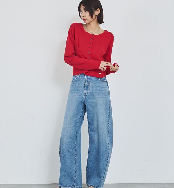 abahouse mavie「【GISELe 4月号掲載】ウォッシュドバレルジーンズ/大人カジュアル/カーブパ」|デニム|