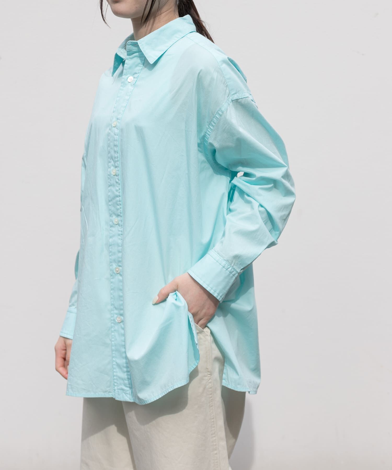URBAN RESEARCH DOORS「FORK&SPOON　ガーメントダイロングスリーブシャツ」|シャツ・ブラウス|ブルー系その他
