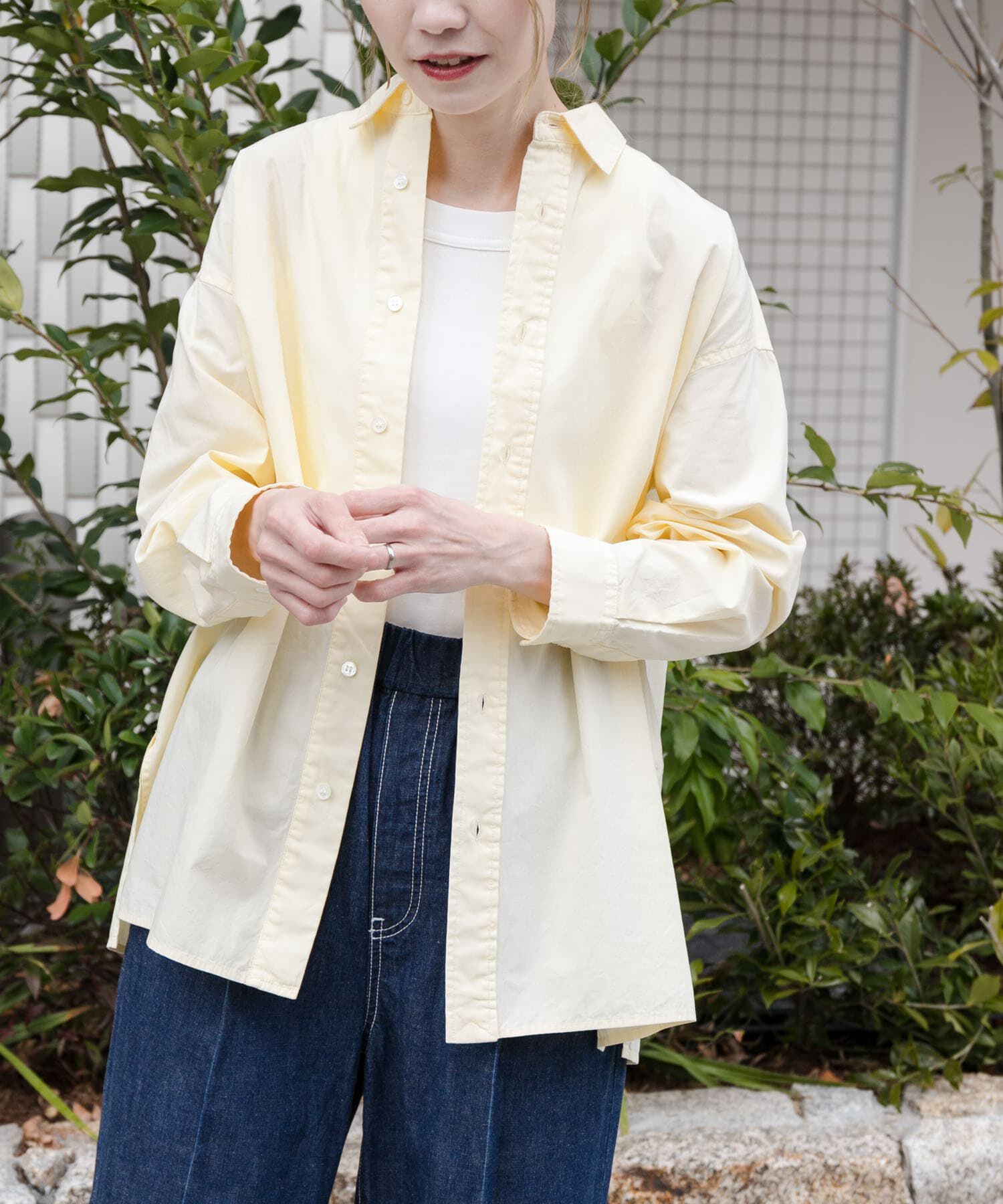 URBAN RESEARCH DOORS「FORK&SPOON　ガーメントダイロングスリーブシャツ」|シャツ・ブラウス|イエロー