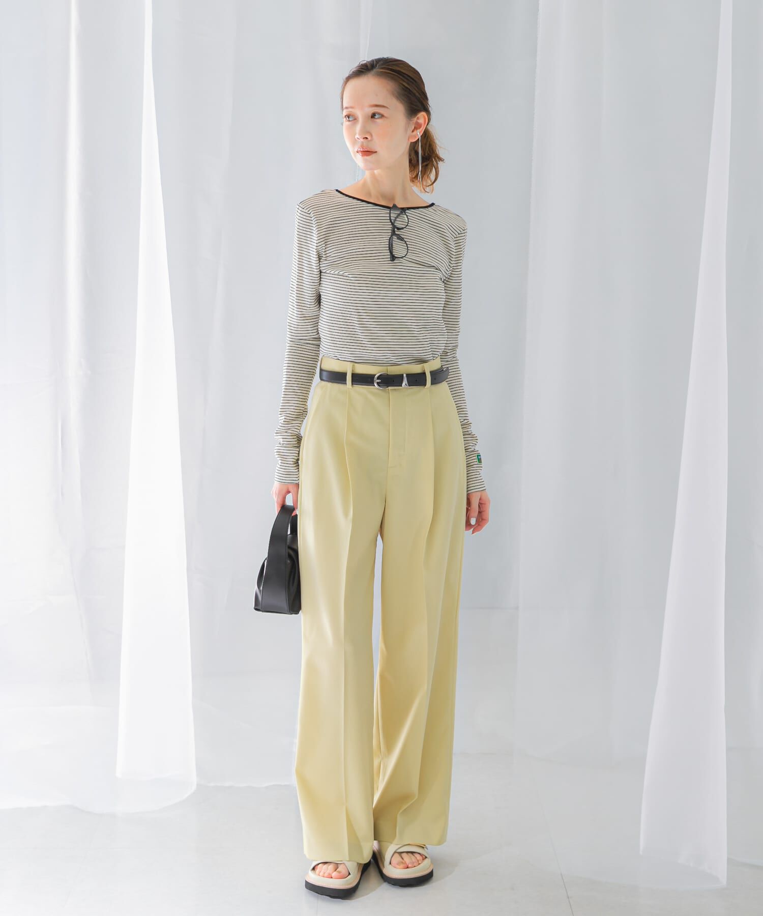 URBAN RESEARCH ROSSO「GREEN BUTTER　Two-way Stripe Patch T-shirts」|Tシャツ・カットソー|